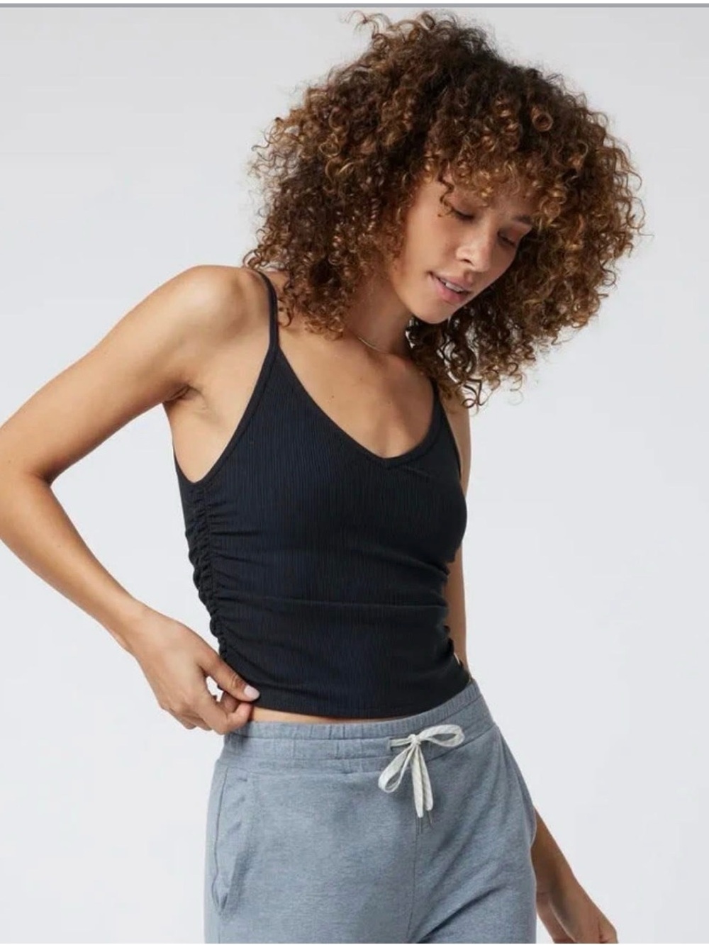 Vuori Rib Crop Tank Black size Medium